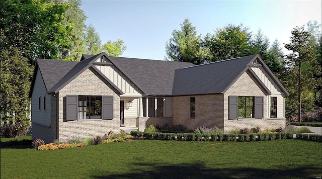 1136 Weidman Rd, Town And Country, MO 63017 - view of front of home featuring board and batten siding, brick siding, and a front lawn