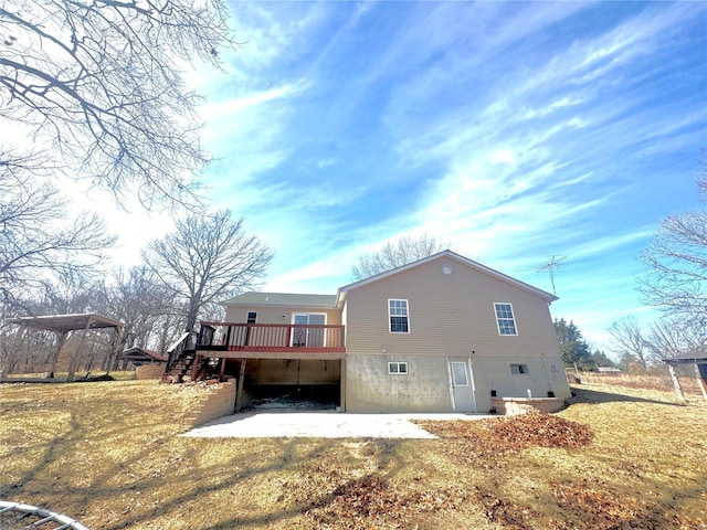 2560 Birch St, Doe Run, MO 63637 - back of house with a patio area, a wooden deck, and stairway