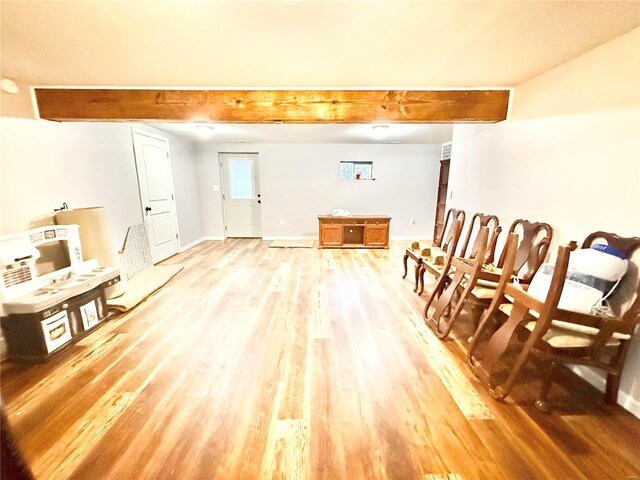 2560 Birch St, Doe Run, MO 63637 - interior space with beamed ceiling, light wood-type flooring, and baseboards
