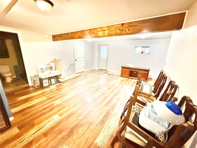 2560 Birch St, Doe Run, MO 63637 - living room featuring light wood-style floors and beamed ceiling
