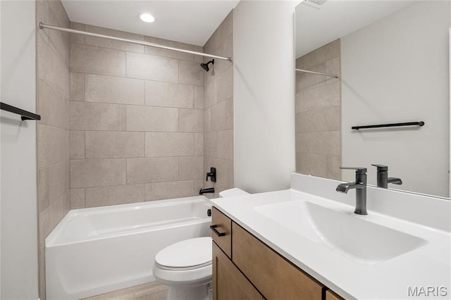 19 Beaver Dr, Creve Coeur, MO 63141 - full bath with toilet, vanity,  shower combination, and recessed lighting