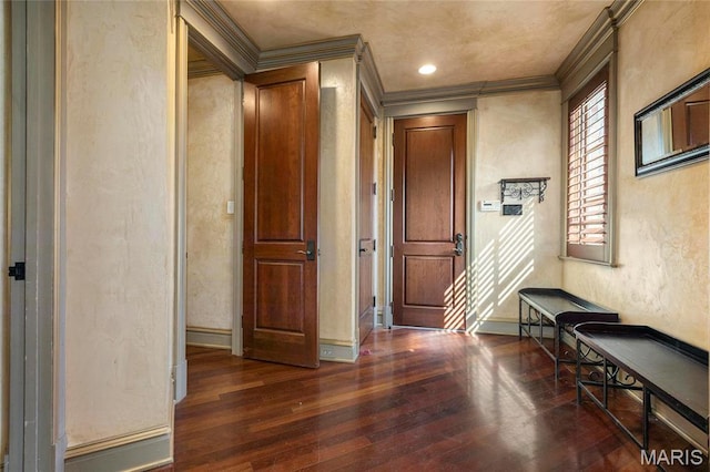 1290 Dry Ridge Rd, Town And Country, MO 63131 - foyer entrance featuring ornamental molding and wood-type flooring