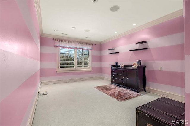 1290 Dry Ridge Rd, Town And Country, MO 63131 - bedroom featuring carpet floors and ornamental molding