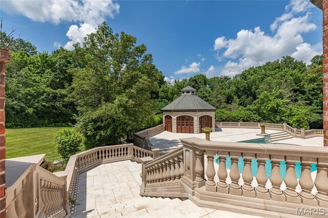 1290 Dry Ridge Rd, Town And Country, MO 63131 - view of patio featuring a gazebo