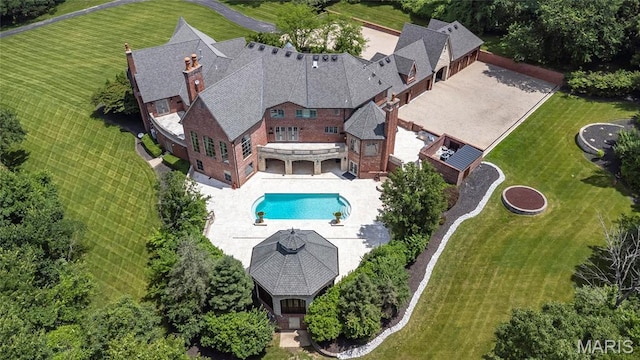 1290 Dry Ridge Rd, Town And Country, MO 63131 - view from above of property with a pool