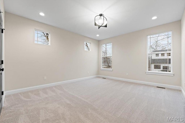 710 Angenette Ave, Kirkwood, MO 63122 - unfurnished room with plenty of natural light, baseboards, carpet floors, and recessed lighting