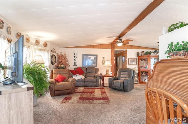 12650 State Route W, Rolla, MO 65401 - carpeted living room featuring lofted ceiling and ceiling fan