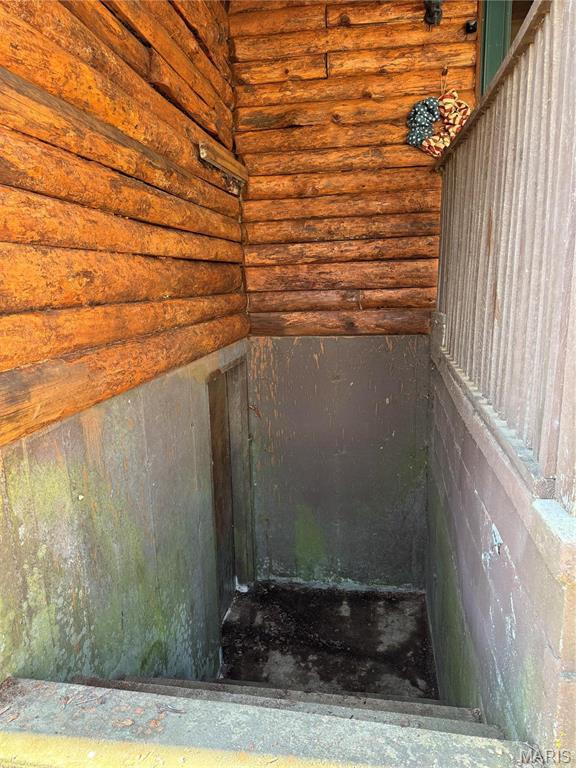 839 Bluebird Ln, Doniphan, MO 63935 - stairway featuring rustic walls
