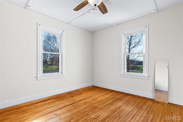 12449 Quarry Town Rd, Saint Genevieve, MO 63670 - spare room featuring light wood-style floors, ceiling fan, and baseboards