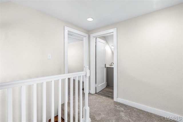 12449 Quarry Town Rd, Saint Genevieve, MO 63670 - hall featuring carpet, baseboards, and recessed lighting