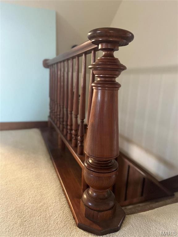 315 E Madison St, Paris, MO 65275 - stairway featuring carpet floors and baseboards