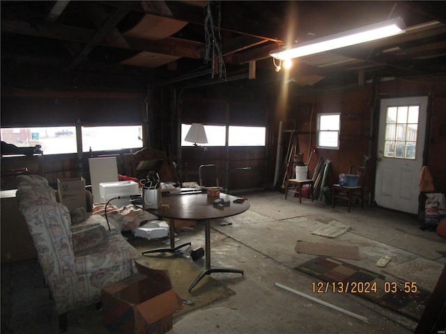 misc room featuring a garage