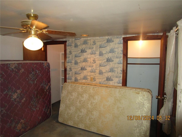 bedroom with concrete flooring