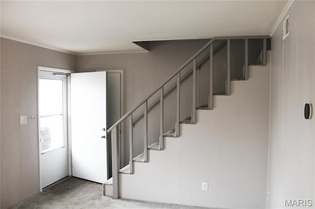 419 W Main St, Duquoin, IL 62832 - staircase with crown molding and wood finished floors