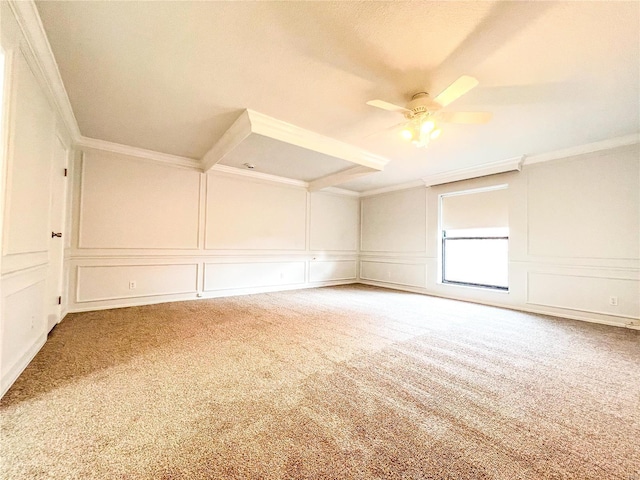 514 Coeur De Royale Dr Unit 404, Creve Coeur, MO 63141 - carpeted empty room featuring a decorative wall, ornamental molding, and a ceiling fan