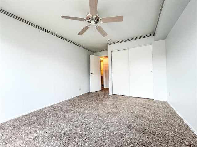 514 Coeur De Royale Dr Unit 404, Creve Coeur, MO 63141 - unfurnished bedroom with carpet, a closet, ceiling fan, and baseboards
