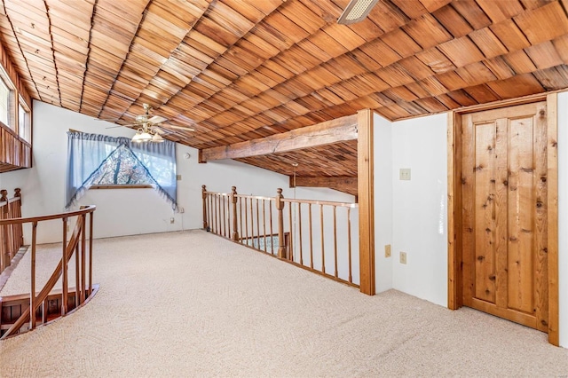 1728 Hitching Post Ln, Farmington, MO 63640 - additional living space with a ceiling fan, carpet, and wood ceiling