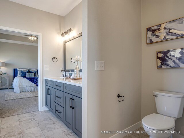 428 Hayden Dr, Waterloo, IL 62298 - bathroom with vanity, ensuite bathroom, marble look tiles, and toilet