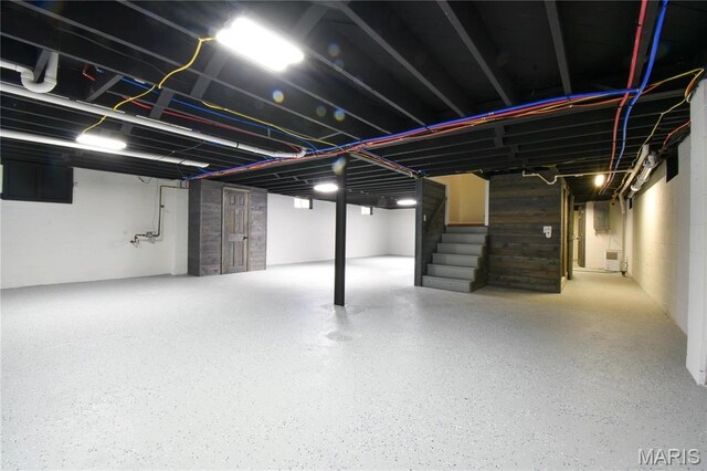 305 E Hauser St, Litchfield, IL 62056 - finished below grade area featuring stairs and electric panel