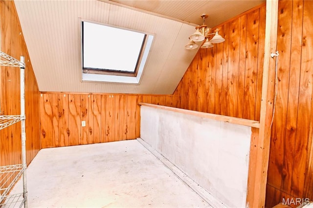 26 Gap Rd, Tunas, MO 65764 - additional living space featuring a skylight, wood walls, and lofted ceiling