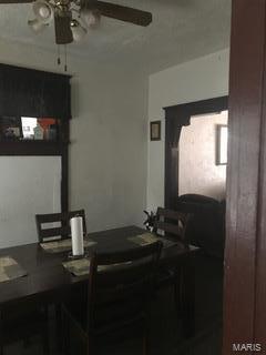 5234 Terry Ave, Saint Louis, MO 63115 - dining area with a ceiling fan and an office area