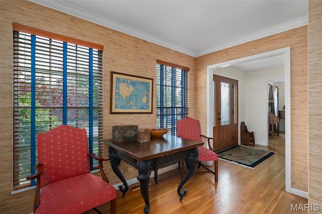 729 W Lockwood Ave, Saint Louis, MO 63122 - entrance foyer featuring hardwood / wood-style flooring and crown molding