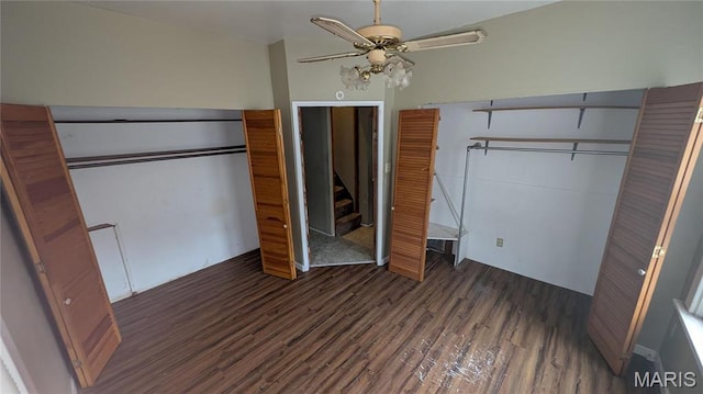 12532 Bellefontaine Rd, Saint Louis, MO 63138 - unfurnished bedroom featuring wood finished floors and ceiling fan