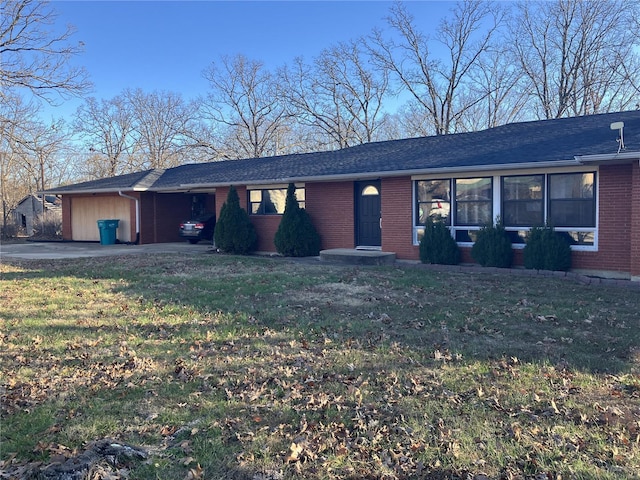 159 S 4th, Leasburg, MO 65535 - ranch-style house featuring brick siding, an attached carport, and a front lawn
