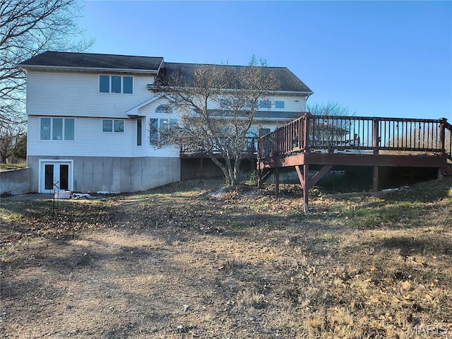 10740 Wilmena Ln, Rolla, MO 65401 - rear view of property featuring french doors and a wooden deck