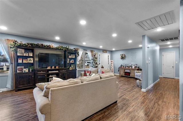 216 Sherrie Dr, Sikeston, MO 63801 - living room with dark wood-style flooring and recessed lighting