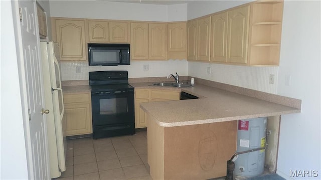 1674 Blue Ridge Dr Unit A, Saint Louis, MO 63125 - kitchen with black appliances, a sink, a peninsula, and tasteful backsplash