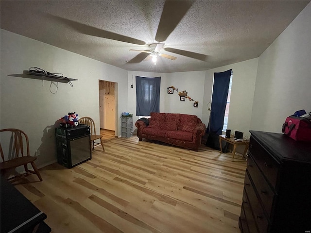221 N 3rd St Unit 221, Louisiana, MO 63353 - living room featuring light wood finished floors, a ceiling fan, and a textured ceiling