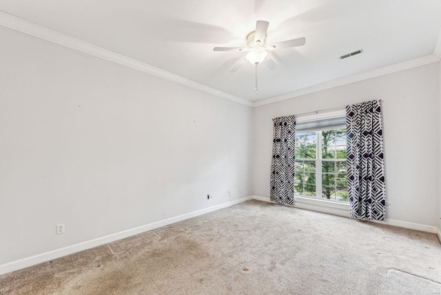 13101 Mill Crossing Ct Unit 307, Creve Coeur, MO 63141 - carpeted spare room with ornamental molding, baseboards, and a ceiling fan