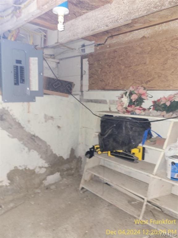 1415 E Oak St, West Frankfort, IL 62896 - unfinished below grade area with electric panel
