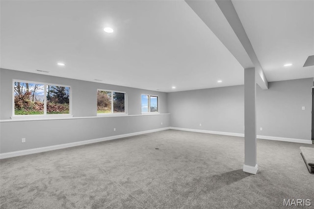 201 Keaton Woods Dr, Ofallon, MO 63368 - basement featuring carpet, baseboards, and recessed lighting