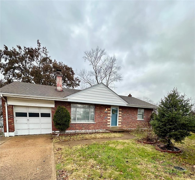 4828 Reavis Barracks Rd, Saint Louis, MO 63123 - single story home featuring a garage, a chimney, and brick siding
