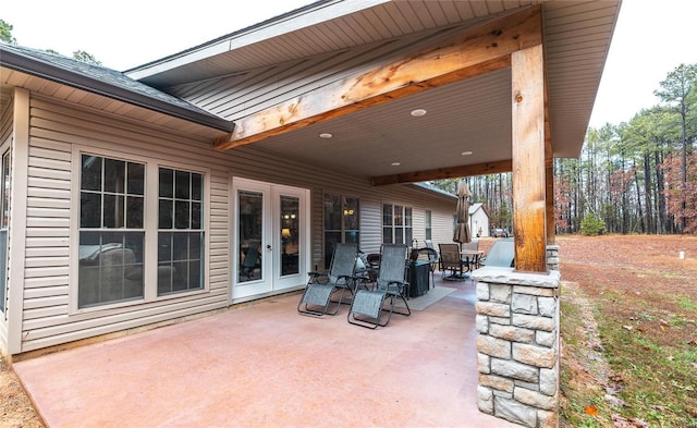 view of patio / terrace featuring french doors