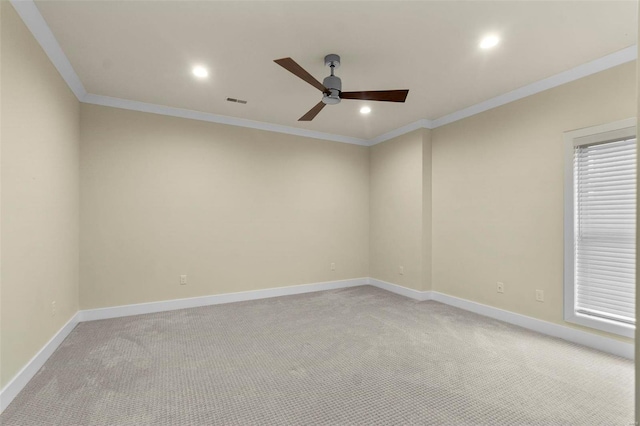 1661 Helmsdale Cpe, Girardeau, MO 63701 - empty room with ceiling fan, light carpet, ornamental molding, recessed lighting, and baseboards
