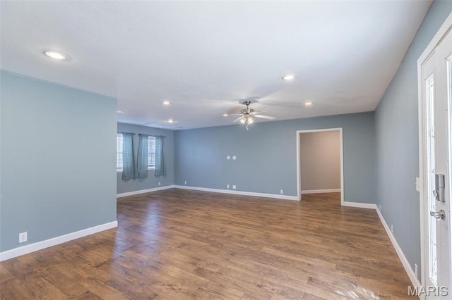 14178 E US Highway 60, Van Buren, MO 63965 - spare room with a ceiling fan, recessed lighting, baseboards, and wood finished floors