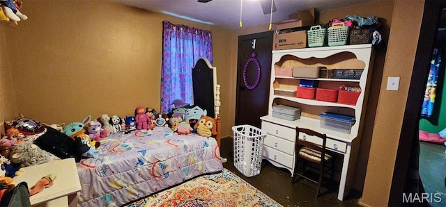 300 S Oak St, Salem, MO 65560 - bedroom with finished concrete flooring and a ceiling fan