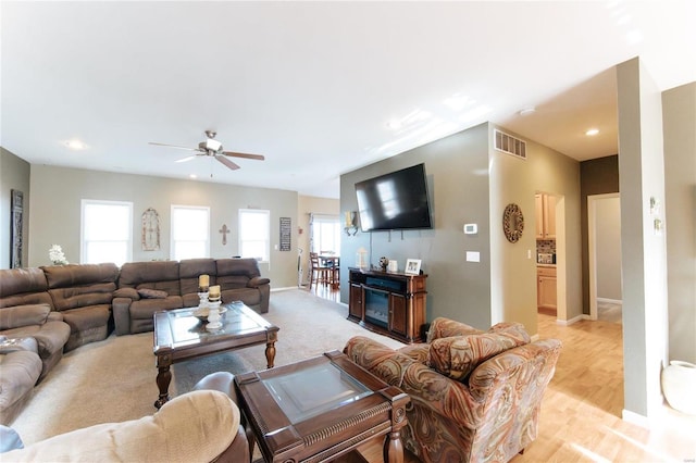 311 Dana Renee, Rolla, MO 65401 - living room featuring healthy amount of natural light, ceiling fan, recessed lighting, and baseboards