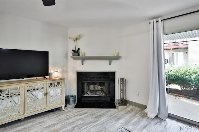 915 Sugar Lake Ct Unit 4, Saint Peters, MO 63376 - living room with wood finished floors and a fireplace with flush hearth