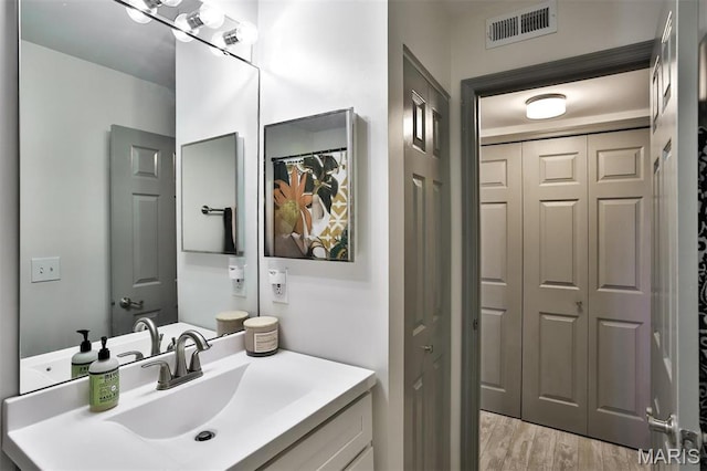 915 Sugar Lake Ct Unit 4, Saint Peters, MO 63376 - bathroom with wood finished floors, vanity, and a closet