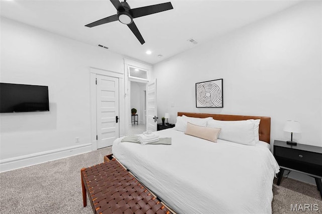 3223 Geyer Ave, Saint Louis, MO 63104 - carpeted bedroom with recessed lighting, a ceiling fan, and baseboards