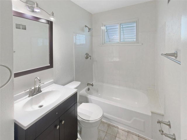 6448 Clifton Hills Dr, Saint Louis, MO 63139 - bathroom with toilet, shower / washtub combination, tile patterned flooring, and vanity