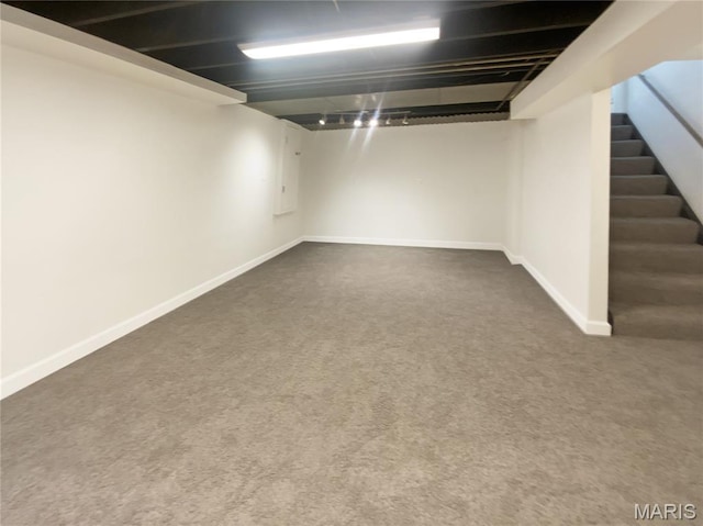6448 Clifton Hills Dr, Saint Louis, MO 63139 - finished basement featuring carpet flooring and stairs