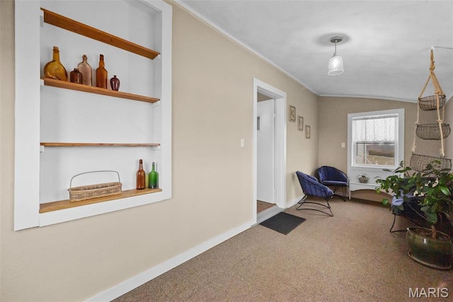16683 Mill Rd, Marthasville, MO 63357 - hall with carpet flooring, ornamental molding, and vaulted ceiling