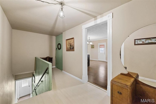 16683 Mill Rd, Marthasville, MO 63357 - hall featuring an upstairs landing and baseboards