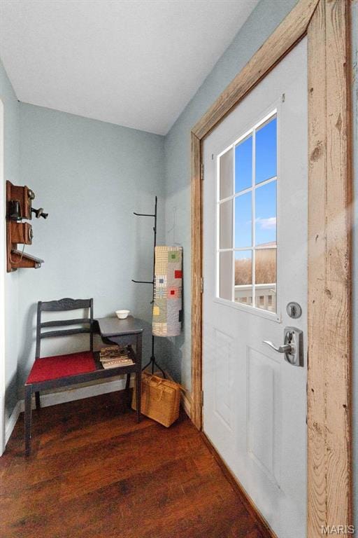16683 Mill Rd, Marthasville, MO 63357 - doorway to outside with wood finished floors and baseboards
