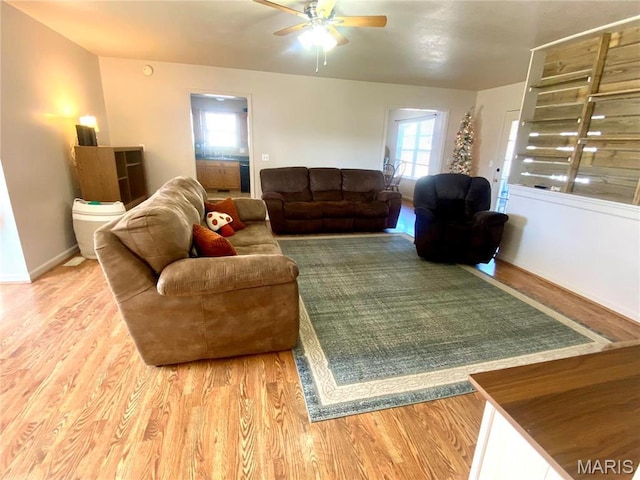914 Pine St, Sikeston, MO 63801 - living room with a ceiling fan and wood finished floors
